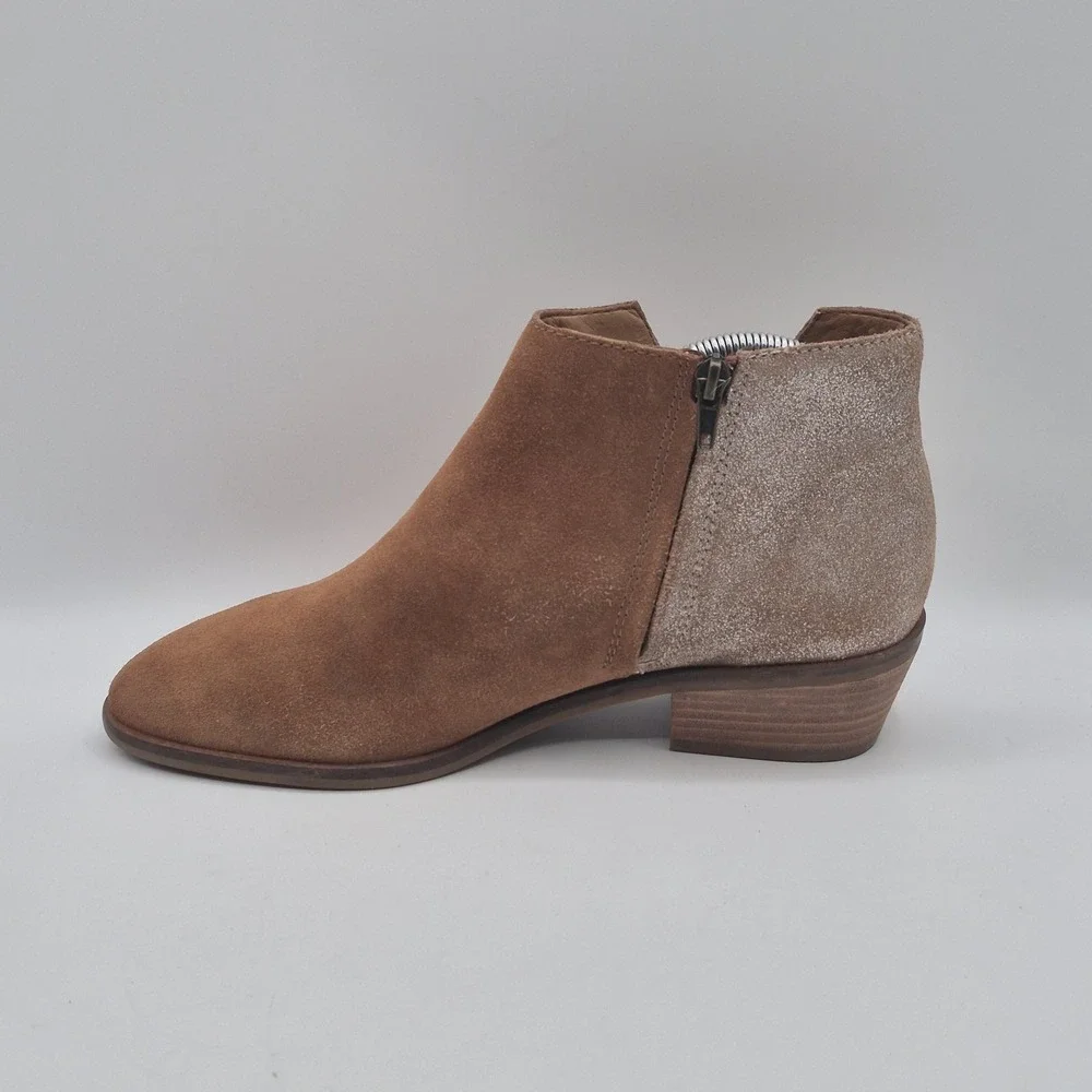 Frye and Co Boots Womens Size 9 Brown Suede Glitter Ankle Side Zip Western Style